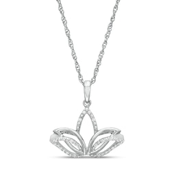 1/20 CT. T.W. Diamond Lotus Flower Outline Pendant in Sterling Silver