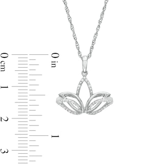1/20 CT. T.W. Diamond Lotus Flower Outline Pendant in Sterling Silver
