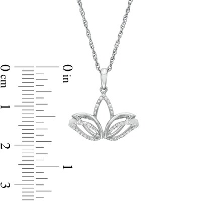 1/20 CT. T.W. Diamond Lotus Flower Outline Pendant in Sterling Silver