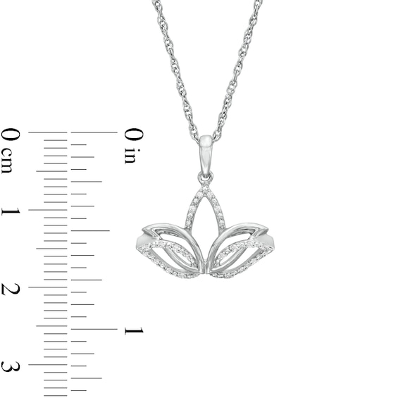 1/20 CT. T.W. Diamond Lotus Flower Outline Pendant in Sterling Silver