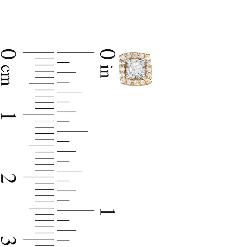 Main Image 2 of 1/6 CT. T.W. Diamond Square Frame Stud Earrings in 10K Gold