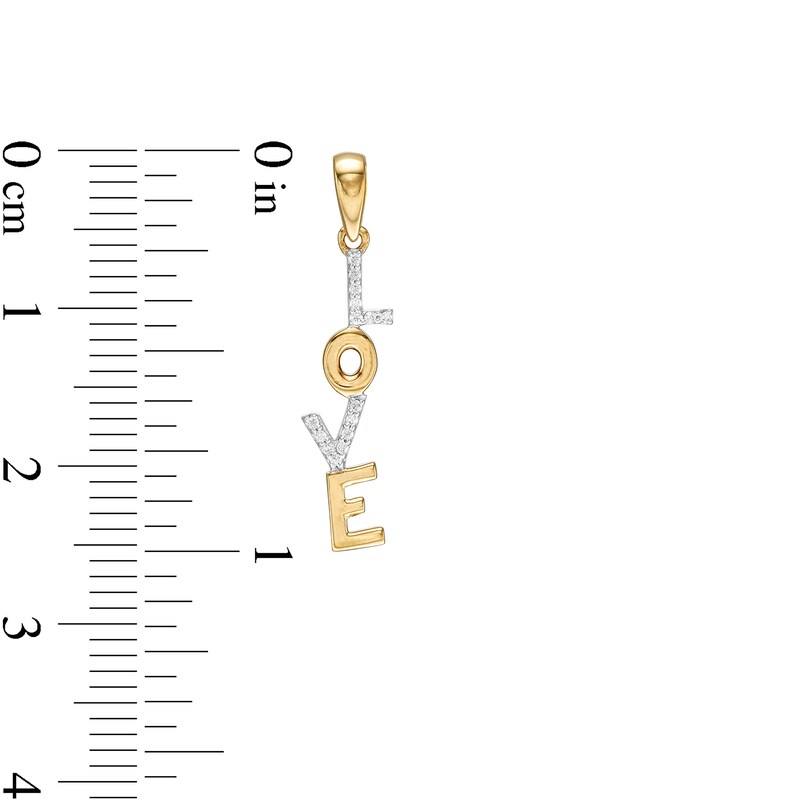 1/15 CT. T.W. Diamond "LOVE" Drop Earrings in 10K Gold