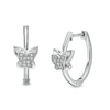 Thumbnail Image 1 of 1/20 CT. T.W. Diamond Butterfly Huggie Hoop Earrings in Sterling Silver