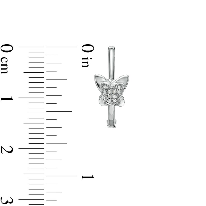 Main Image 2 of 1/20 CT. T.W. Diamond Butterfly Huggie Hoop Earrings in Sterling Silver