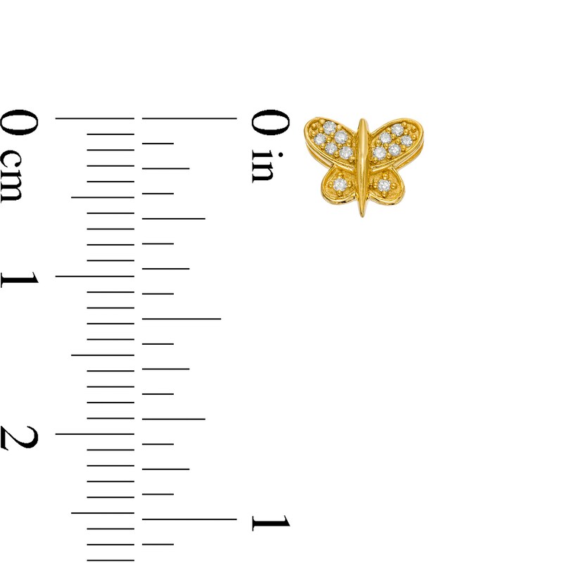 Main Image 2 of 1/15 CT. T.W. Diamond Butterfly Stud Earrings in Sterling Silver with 14K Gold Plate