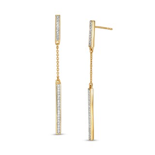 1/8 CT. T.W. Diamond Double Bar Drop Earrings in 10K Gold