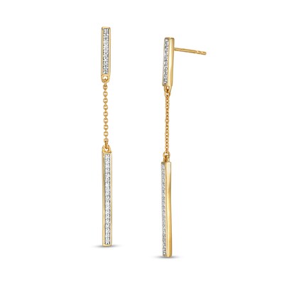 1/8 CT. T.W. Diamond Double Bar Drop Earrings in 10K Gold