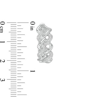1/5 CT. T.W. Diamond Cuban Curb Chain Huggie Hoop Earrings in Sterling Silver