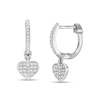 Thumbnail Image 1 of 1/10 CT. T.W. Diamond Heart Drop Earrings in Sterling Silver