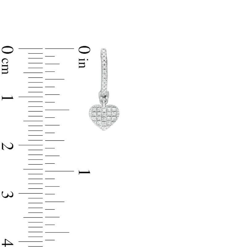 Main Image 2 of 1/10 CT. T.W. Diamond Heart Drop Earrings in Sterling Silver