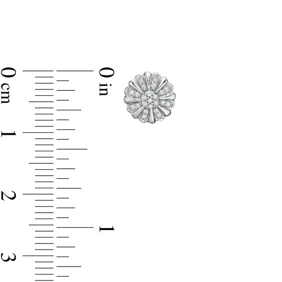 1/8 CT. T.W. Diamond Sunflower Stud Earrings in 10K White Gold