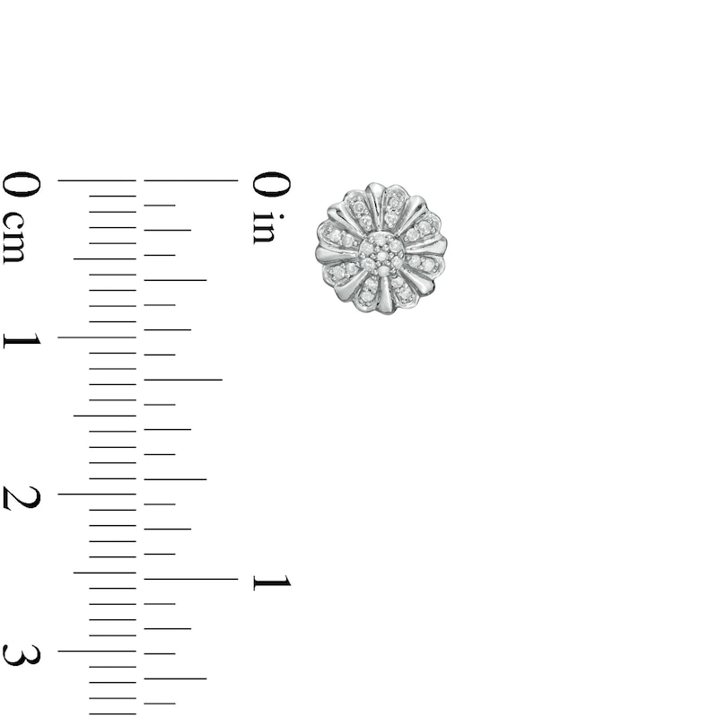 Main Image 2 of 1/8 CT. T.W. Diamond Sunflower Stud Earrings in 10K White Gold