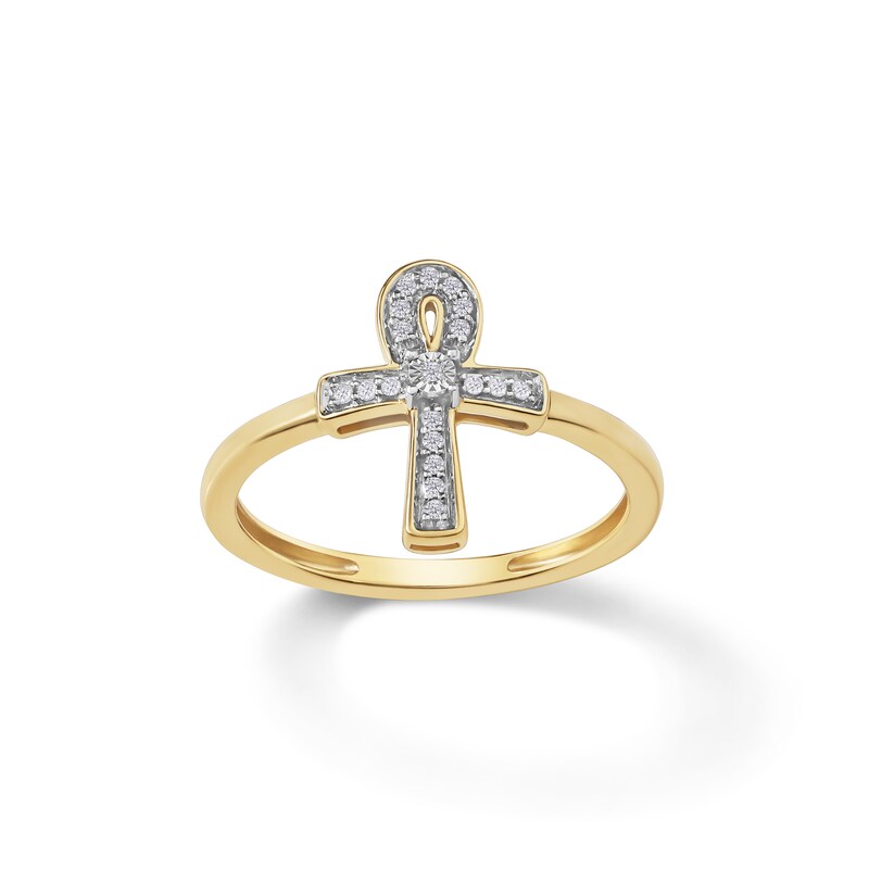 1/20 CT. T.W. Diamond Ankh Ring in 10K Gold