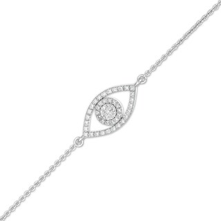 1/8 CT. T.W. Diamond Evil Eye Bracelet in Sterling Silver – 7.25"