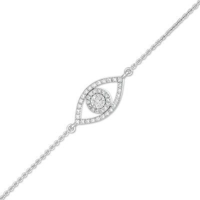1/8 CT. T.W. Diamond Evil Eye Bracelet in Sterling Silver – 7.25"