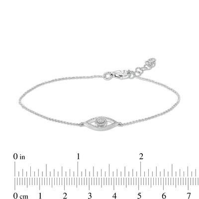1/8 CT. T.W. Diamond Evil Eye Bracelet in Sterling Silver – 7.25"