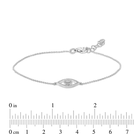 1/8 CT. T.W. Diamond Evil Eye Bracelet in Sterling Silver – 7.25"