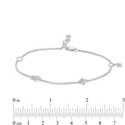 1/10 CT. T.W. Diamond Hamsa and Star Station Bracelet in Sterling Silver – 8.5"