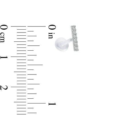 016 Gauge Crystal Stacked Duo and Cubic Zirconia Flower and Bar Cartilage Barbell Set in Stainless Steel