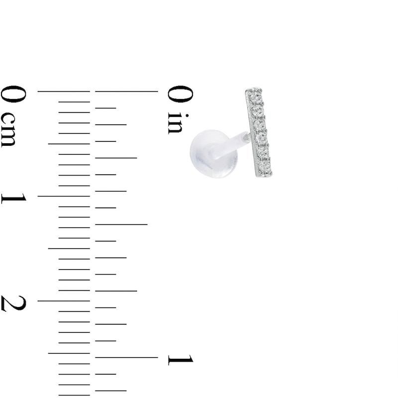 016 Gauge Crystal Stacked Duo and Cubic Zirconia Flower and Bar Cartilage Barbell Set in Stainless Steel