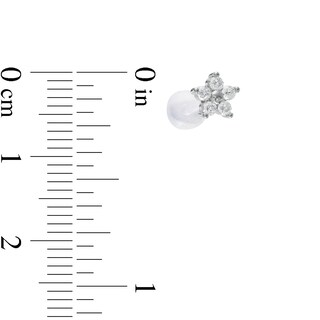 016 Gauge Crystal Stacked Duo and Cubic Zirconia Flower and Bar Cartilage Barbell Set in Stainless Steel