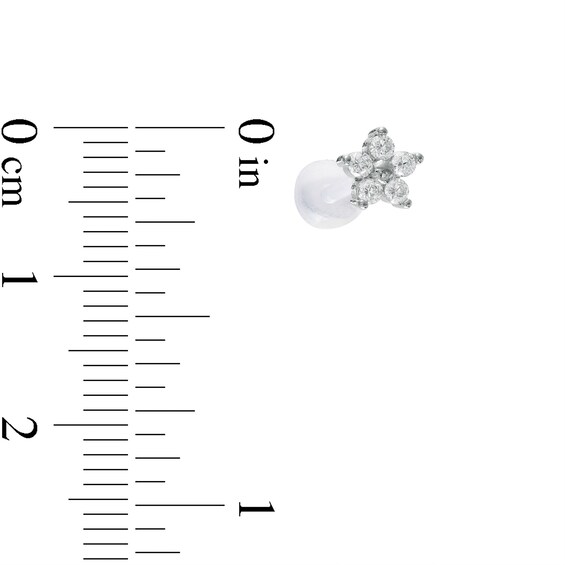 016 Gauge Crystal Stacked Duo and Cubic Zirconia Flower and Bar Cartilage Barbell Set in Stainless Steel