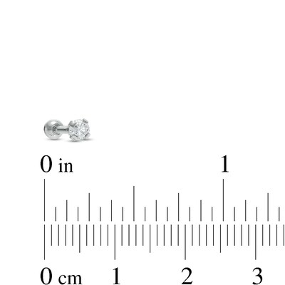 018 Gauge 3mm Cubic Zirconia Solitaire, Chevron and Ball Cartilage Barbell Set in Stainless Steel and Brass