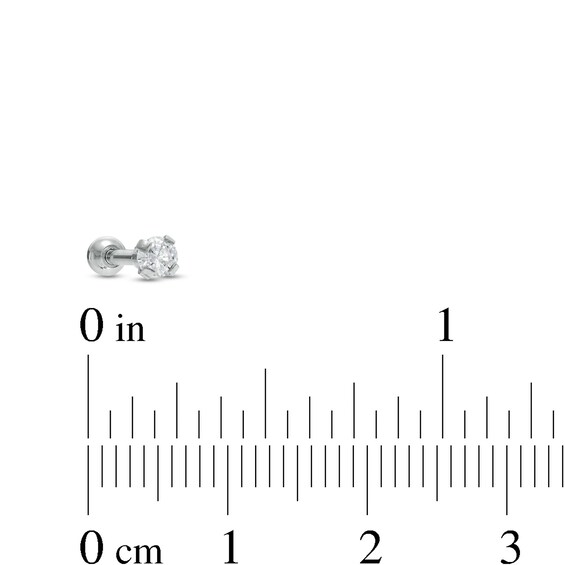 018 Gauge 3mm Cubic Zirconia Solitaire, Chevron and Ball Cartilage Barbell Set in Stainless Steel and Brass