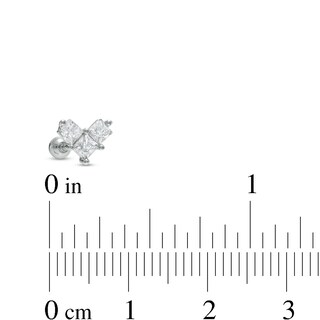 018 Gauge 3mm Cubic Zirconia Solitaire, Chevron and Ball Cartilage Barbell Set in Stainless Steel and Brass