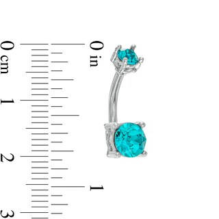 014 Gauge Green and Blue Crystal Belly Button Ring Set in Stainless Steel and Brass
