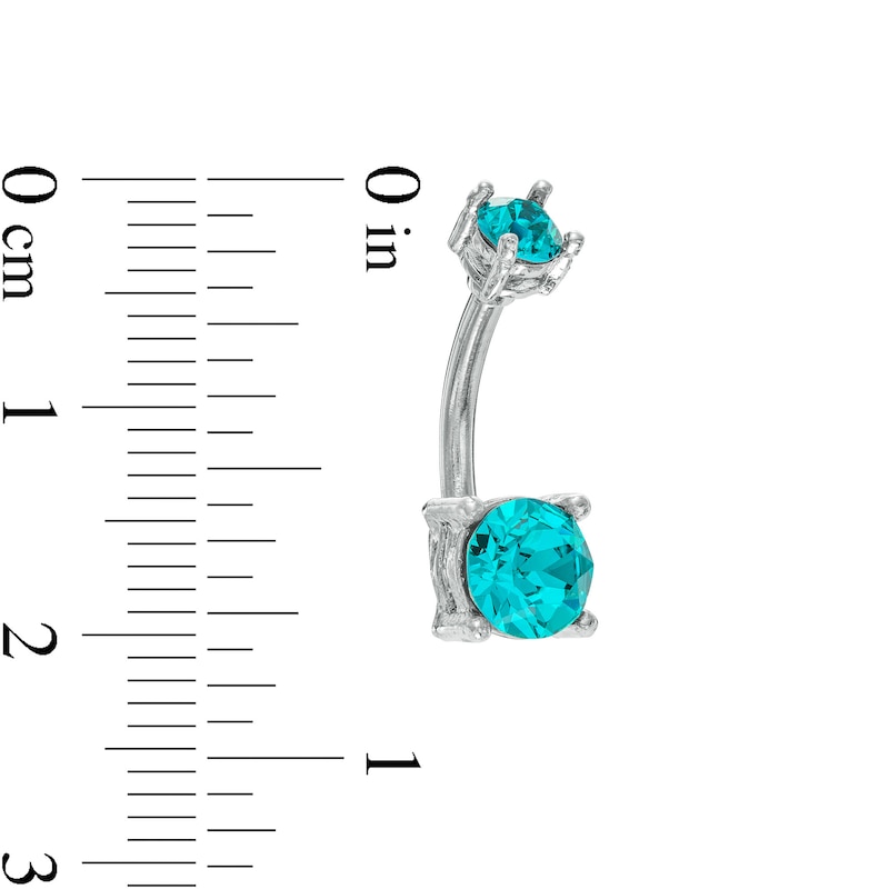 Main Image 2 of 014 Gauge Green and Blue Crystal Belly Button Ring Set in Stainless Steel and Brass