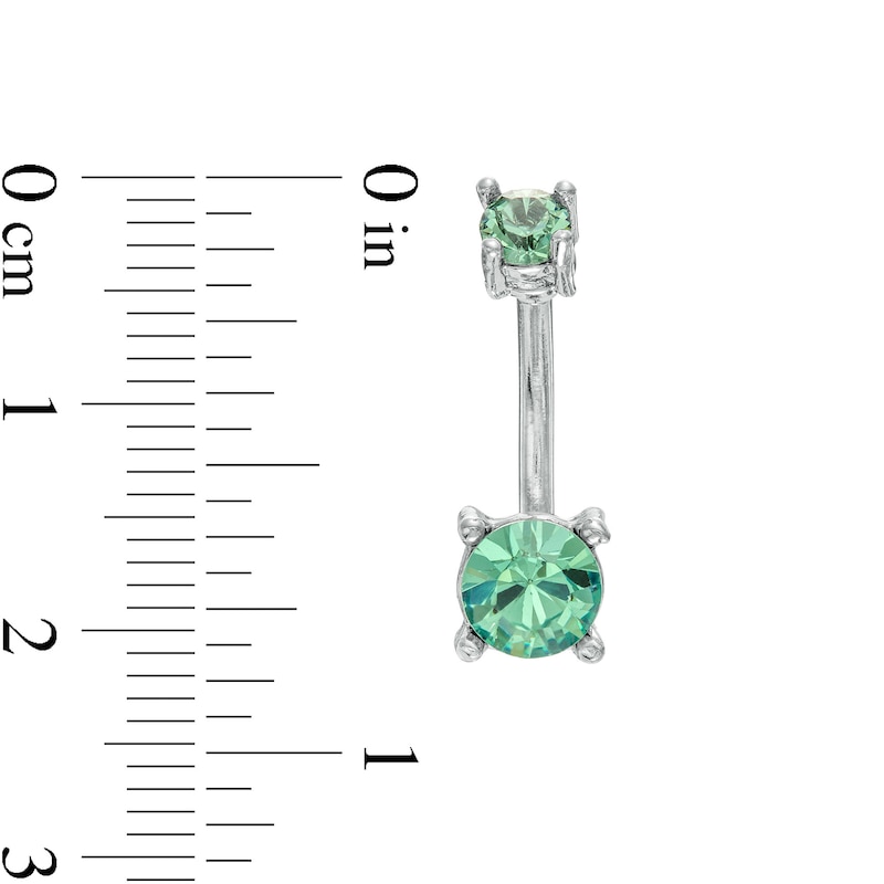 Main Image 3 of 014 Gauge Green and Blue Crystal Belly Button Ring Set in Stainless Steel and Brass