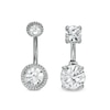Thumbnail Image 1 of Solid Stainless Steel and Brass CZ and Sunburst Bead Frame Belly Button Ring Set - 14G