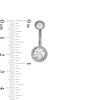 Thumbnail Image 2 of Solid Stainless Steel and Brass CZ and Sunburst Bead Frame Belly Button Ring Set - 14G