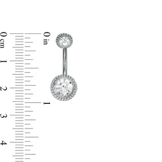 Solid Stainless Steel and Brass CZ and Sunburst Bead Frame Belly Button Ring Set - 14G