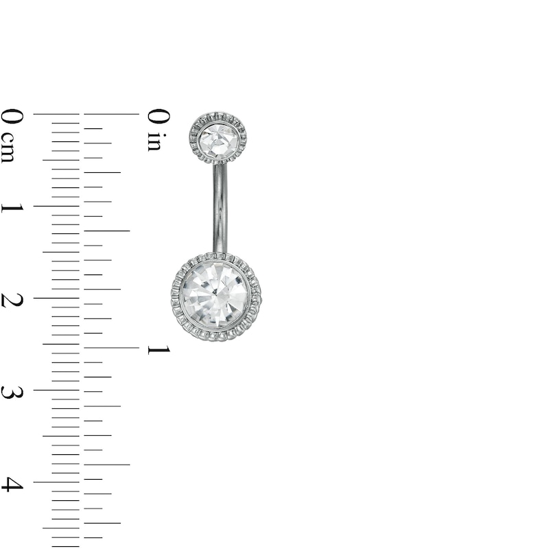 Main Image 2 of Solid Stainless Steel and Brass CZ and Sunburst Bead Frame Belly Button Ring Set - 14G