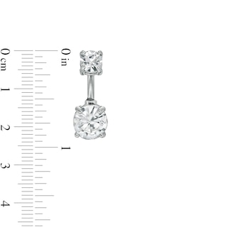 Solid Stainless Steel and Brass CZ and Sunburst Bead Frame Belly Button Ring Set - 14G