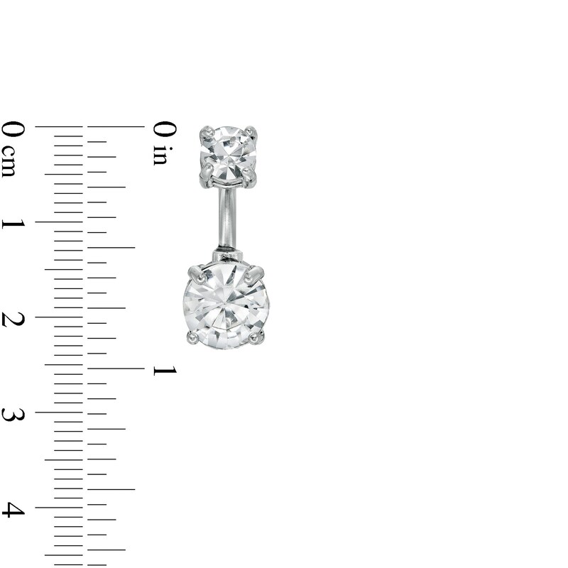 Main Image 3 of Solid Stainless Steel and Brass CZ and Sunburst Bead Frame Belly Button Ring Set - 14G