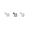Thumbnail Image 1 of 020 Gauge Iridescent and White Cubic Zirconia Solitaire Nose Stud Set in Sterling Silver and Black IP