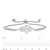 Made in Italy Cubic Zirconia Sideways Open Hamsa with Evil Eye Beaded Bolo Bracelet in Sterling Silver - 9.25"