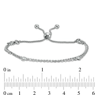 Made in Italy Cubic Zirconia 025 Gauge Double Strand Bolo Bracelet in Sterling Silver – 9.25"