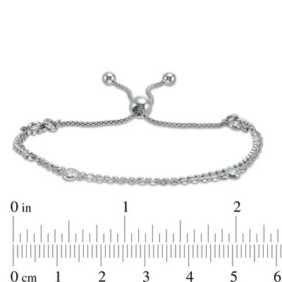 Made in Italy Cubic Zirconia 025 Gauge Double Strand Bolo Bracelet in Sterling Silver – 9.25"