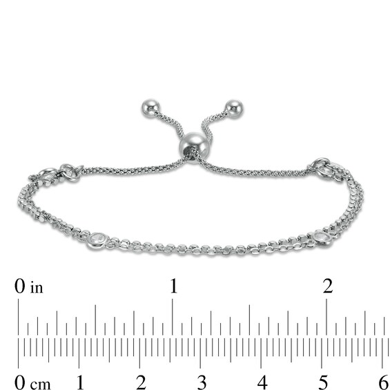 Made in Italy Cubic Zirconia 025 Gauge Double Strand Bolo Bracelet in Sterling Silver – 9.25"