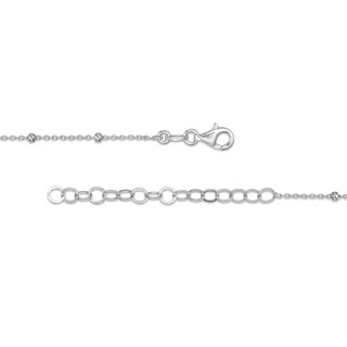Made in Italy 3.5mm Cubic Zirconia Dangle and Bead Station Necklace in Sterling Silver