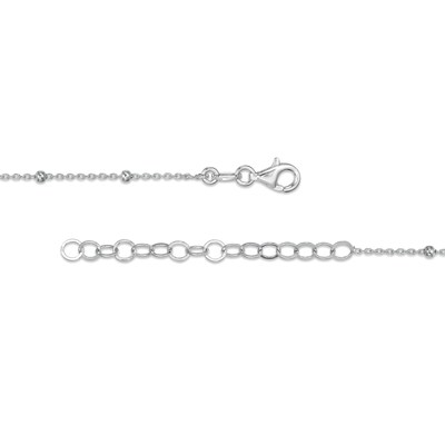Made in Italy 3.5mm Cubic Zirconia Dangle and Bead Station Necklace in Sterling Silver