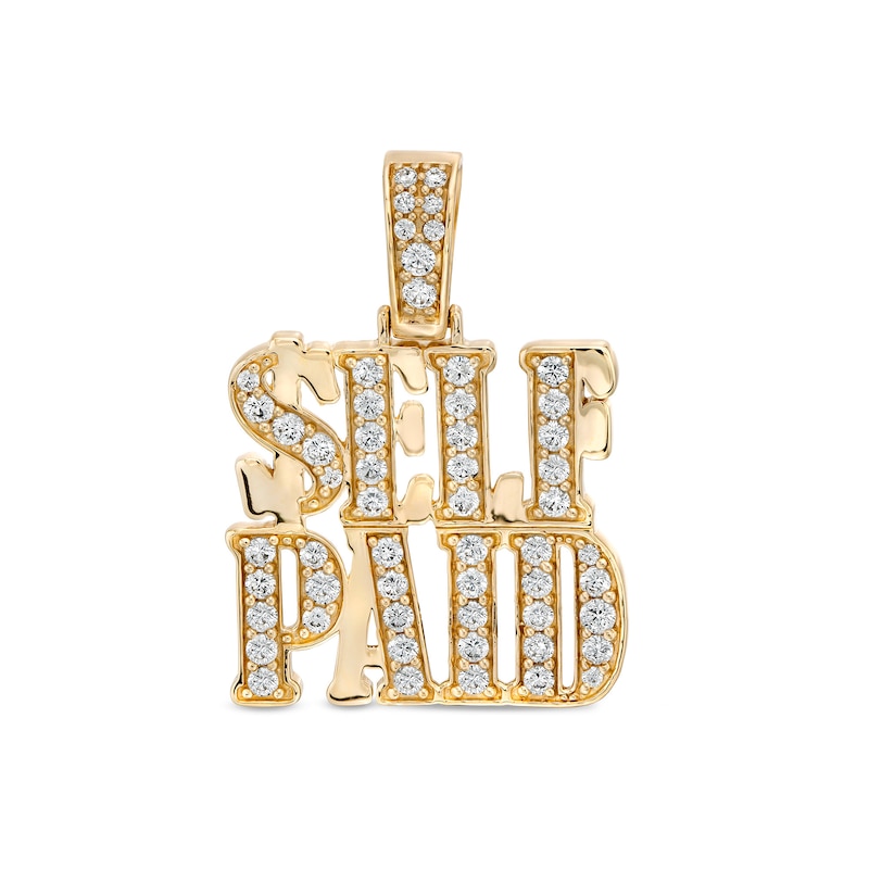 Cubic Zirconia "$ELF PAID" Necklace Charm in 10K Gold