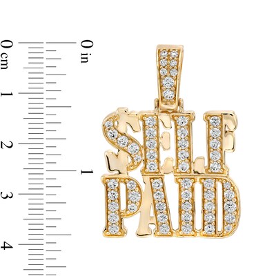 Cubic Zirconia "$ELF PAID" Necklace Charm in 10K Gold