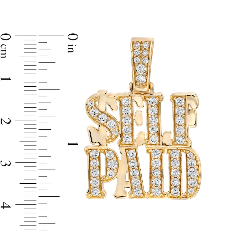 Cubic Zirconia "$ELF PAID" Necklace Charm in 10K Gold