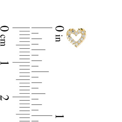 Child's Cubic Zirconia Heart Outline Stud Earrings in 10K Gold