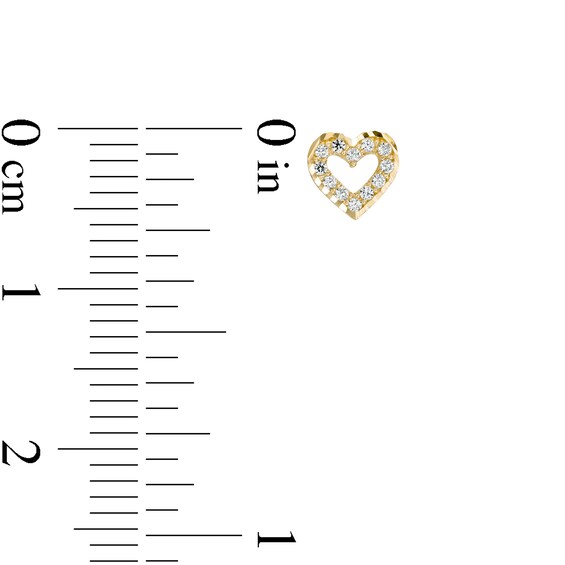Child's Cubic Zirconia Heart Outline Stud Earrings in 10K Gold